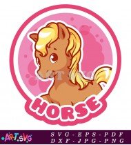 Cartoon Horse With Blonde Hair And Pink Background SVG