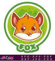 Cartoon Fox With Big Eyes And Red Fur SVG