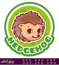 Cartoon Hedgehog With Brown Spines And Green Background SVG