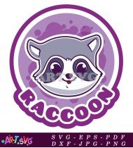 Cartoon Raccoon With Black Mask And Grey Fur SVG