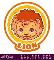 Cartoon Lion With Brown Mane And Yellow Fur SVG