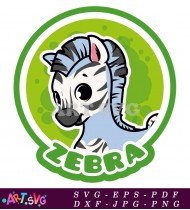 Cartoon Zebra With Black And White Stripes SVG