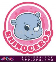 Cartoon Rhino With Grey Skin And Big Horn SVG