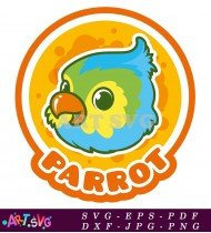 Cartoon Parrot Bird Cute Animal Vector Illustration SVG