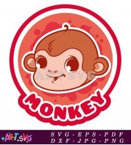 Cartoon Monkey Animal Funny Vector Illustration SVG