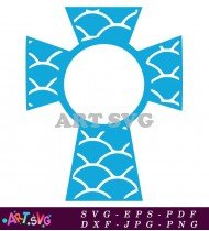 Cross Design Blue Geometric Pattern Printable SVG