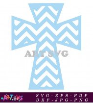 Cross With Blue Chevron Pattern Printable SVG