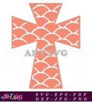 Free Printable Cross Design Orange Waves SVG