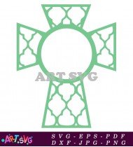 Cross Design With Green Geometric Pattern SVG