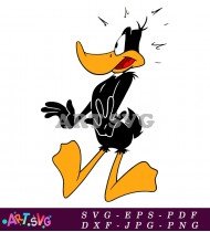 Cartoon Duck With A Fearful Facial Expression SVG 1