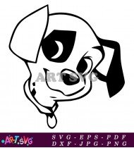 Adorable Dalmatian Puppy Cartoon Black And White SVG 1