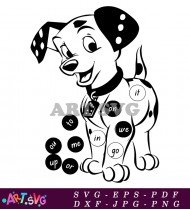 Dalmatian Dog Cartoon Black And White Alphabet SVG