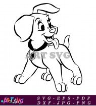 Dalmatian Puppy Cartoon Black And White Sleeping SVG