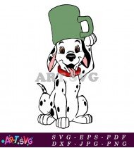 Dalmatian Puppy Cartoon Black And White Hat SVG