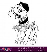 Adorable Black And White Dalmatian Puppy Cartoon SVG