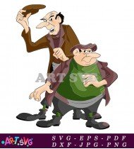 Cartoon Illustration Of Two Men In Coats SVG