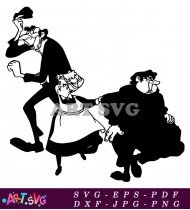 Cartoon Illustration Of Man And Woman In Hats SVG