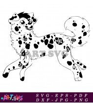 Cute Dalmatian Dog Cartoon Illustration In Black And White SVG