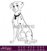 Cute Dalmatian Puppy Cartoon Illustration With Spots SVG