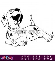 Cartoon Cute Dalmatian Dog With Big Tail SVG