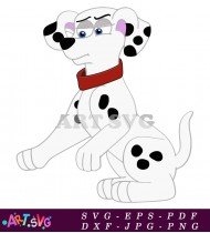 Dalmatian Dog Cartoon Lying Down With Bowtie SVG 2