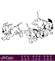 Two Dalmatian Puppies Running Side By Side SVG