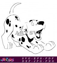 Dalmatian Puppy Looking Back Cartoon Vector SVG