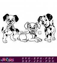 Dalmatian Puppies In Black And White SVG