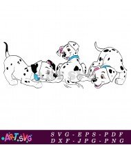 Two Dalmatian Puppies Play Together SVG