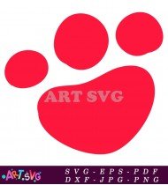 Cartoon Dog Paw Print Red SVG