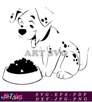 Dalmatian Dog Eating From Food Bowl SVG