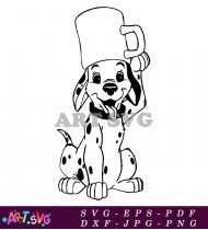 Cartoon Dalmatian Dog Wearing A Hat SVG