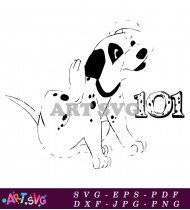 Adorable Dalmatian Puppy Cartoon Cute Illustration SVG