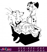 Dalmatian Puppy Family Cartoon Cute Illustration SVG