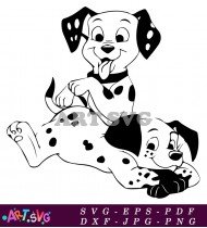 Cute Dalmatian Puppies Cartoon Character SVG 1