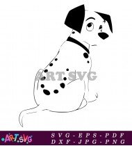 Playful Dalmatian Puppy Sitting With Tail SVG