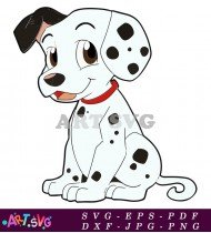 Dalmatian Puppy Cartoon Black And White SVG