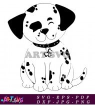 Adorable Dalmatian Puppy Sitting Cartoon SVG