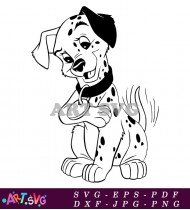 Black and White Dalmatian Puppy Cartoon SVG