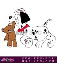 Funny Dalmatian Puppy Holding A Teddy Bear SVG