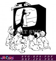 Dalmatian Puppies Watching A Movie SVG