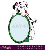 Cute Dalmatian Puppy In A Green Circle SVG