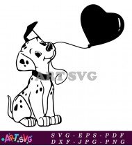 Dalmatian Dog Cartoon Character Sitting And Smiling SVG