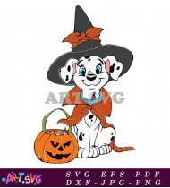 Halloween Dalmatian Puppy In A Witch Hat SVG