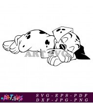 Dalmatian Dog Cartoon Drawing With Empty Bowl SVG