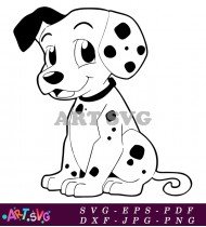 Dalmatian Dog Puppy Cartoon With Pink Ears SVG