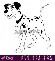 Dalmatian Puppy Coloring Page Simple Black And White SVG