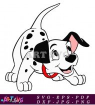 Cute Dalmatian Puppy Coloring Page With Bow SVG