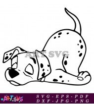 Sleepy Dalmatian Puppy Coloring Page With Spots SVG