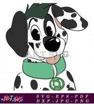 Dalmatian With Green Collar Dog Puppy SVG